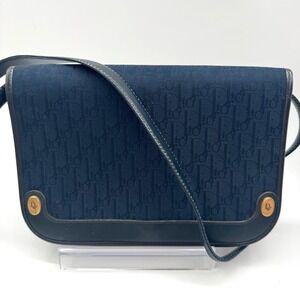 Christian Dior Vintage Trotter Monogram Navy Blue Canvas Crossbody Bag *As Is*